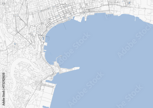Minimalist vector highway map of Baku, Azerbaijan — clean urban road network. Ideal for travel, design, or editorial use.