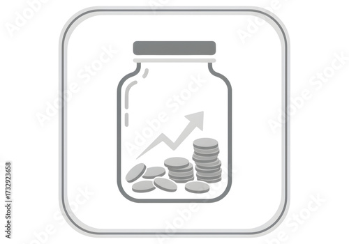Minimal icon of a savings jar with coins — no background, no shadow PNG