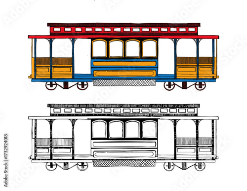 Old tramway vector package illustration 