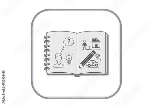 Minimal icon of a concept sketch — no background, no shadow PNG