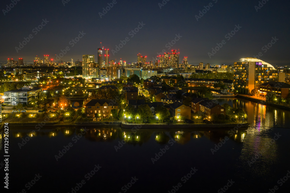 Fototapeta premium Salford Quays Residential Area and Downtown Manchester