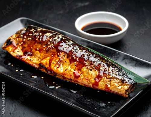 Grilled mackerel with teriyaki glaze