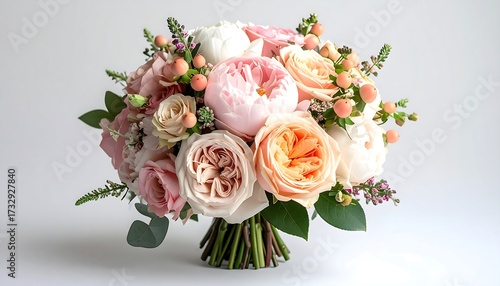 Fototapeta Naklejka Na Ścianę i Meble -  A beautiful bouquet of pastel roses and peonies