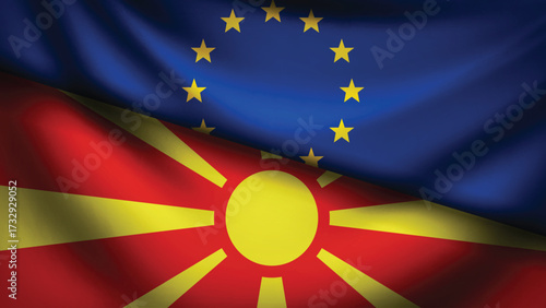 Europe and macedonia flag fusion design