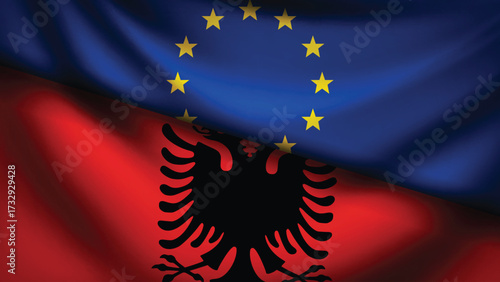 Europe and albania flag fusion design