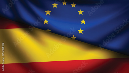 Europe and spain flag fusion design