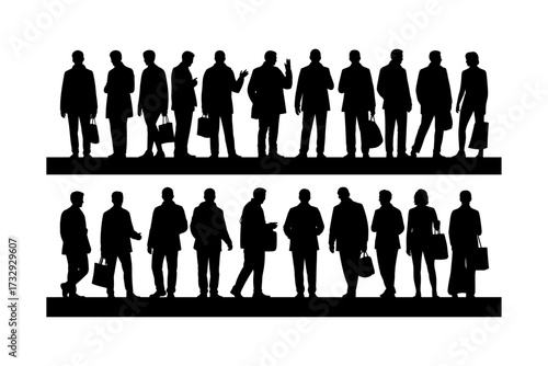Vector business silhouette illustrations for professional use and high-quality group of man and woman also office, entrepreneur, and workplace black color design