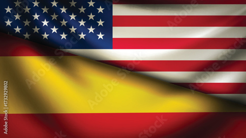 Spain and usa flag fusion design