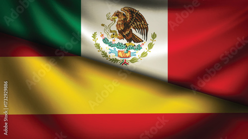 Spain and mexico flag fusion design