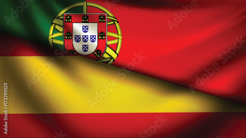 Spain and portugal flag fusion design