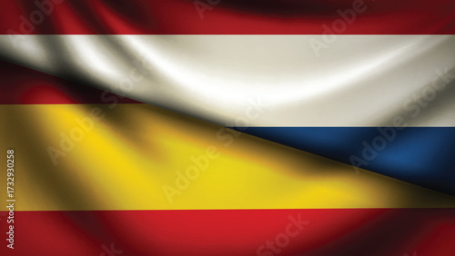 Spain and netherlands flag fusion design