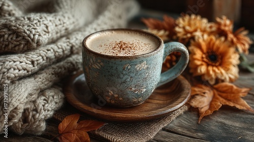 Wallpaper Mural Cozy Pumpkin Spice on a Wooden Table in Autumn Torontodigital.ca