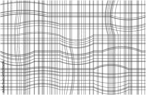 Black treads of cloth. Fabric canvas grunge texture. Graphic ink black lines background.