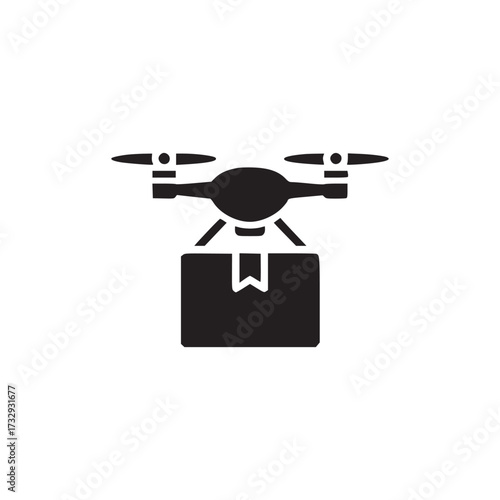 Vector art of drone delivery icon this modern design showcases a drone carrying a package, symbolizing fast and efficient delivery services perfect for logistics, ecommerce, and technologyrelated proj