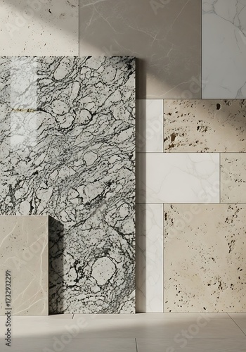 Elegant Gray and White Stone Tiles.