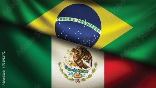 brazil and mexico flag fusion design