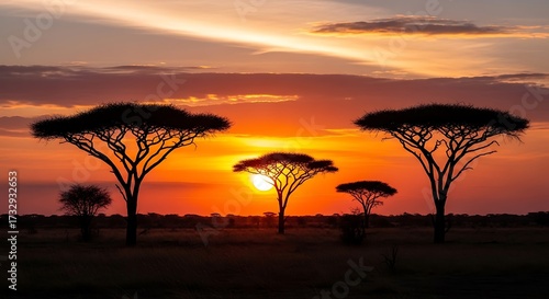 African Sunset Landscape.