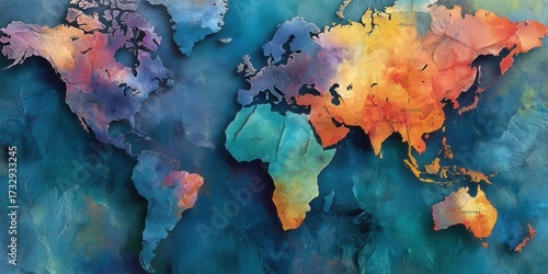 World Map Viewed From the North Pole