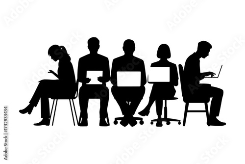 Business silhouette vector illustrations for professional use and high-quality group of man and woman also office, entrepreneur, and workplace black color design-09