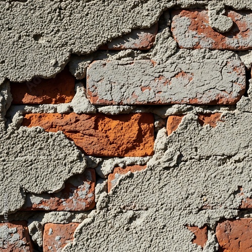 Old Brick Wall with Damaged Mortar.