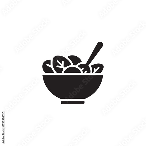 Illustration of a salad bowl with a fork ideal for healthy eating campaigns, restaurant menus, or nutritional content its clean design ensures versatility across different media