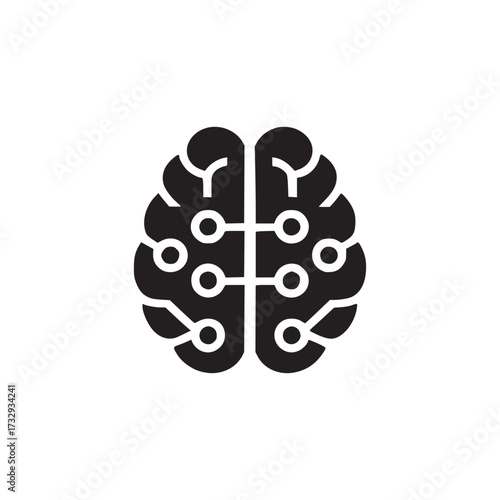 Illustration of a brain with circuit connections, symbolizing artificial intelligence, neural networks, cognitive functions, and the fusion of technology with human intellect
