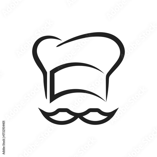chef hat with mustache vector icon