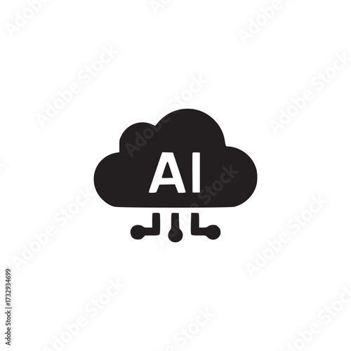 Vector art of artificial intelligence cloud computing concept ai technology, machine learning, and neural networks in the cloud modern innovation and digital transformation