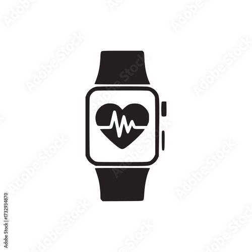 Vector art of smartwatch with heart rate monitor icon fitness tracker, health monitoring, and wearable technology concept digital watch with heart symbol
