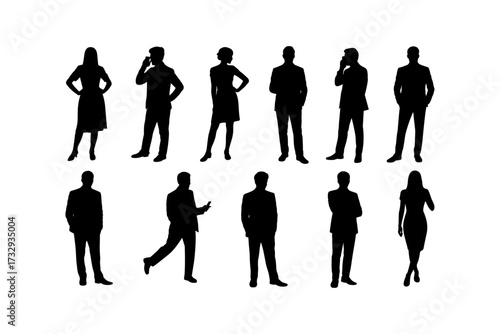 Business silhouette vector illustrations group and single person and high-quality group of man and woman also office, entrepreneur, and workplace black color design-04