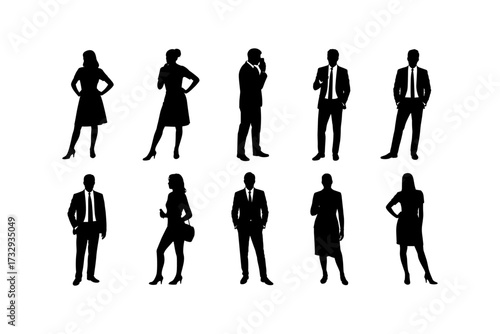 Business silhouette vector illustrations group and single person and high-quality group of man and woman also office, entrepreneur, and workplace black color design-05