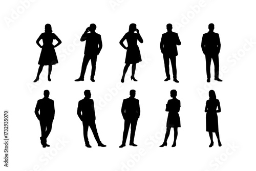 Business silhouette vector illustrations group and single person and high-quality group of man and woman also office, entrepreneur, and workplace black color design-09