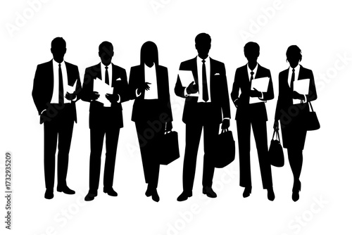 Business silhouette vector illustrations group and single person and high-quality group of man and woman also office, entrepreneur, and workplace black color design-23