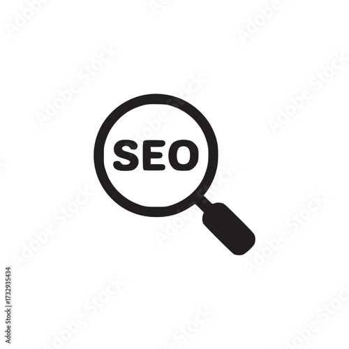 Vector art of seo magnifying glass icon this simple vector image represents search engine optimization, perfect for websites and marketing materials related to online visibility