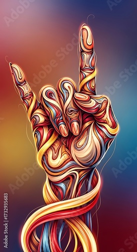 Colorful Abstract Hand Gesture Art.