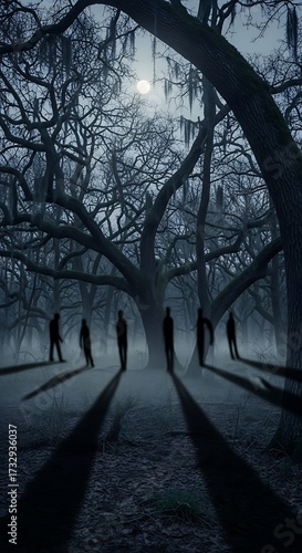 Spooky Forest at Night.