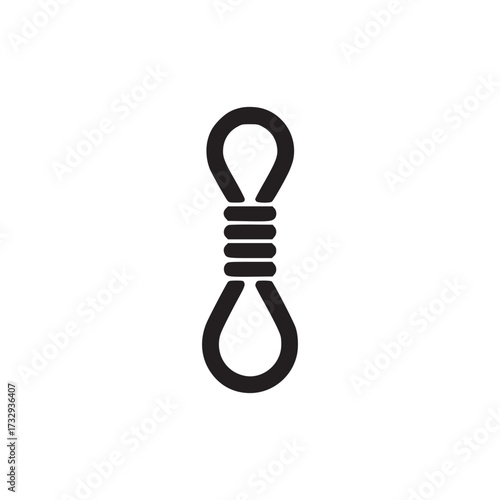 Illustration of a rope with two loops the rope is tightly wound in the middle, creating a secure and strong connection, perfect for various applications and designs