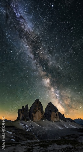 Night Sky Over Rocky Landscape.