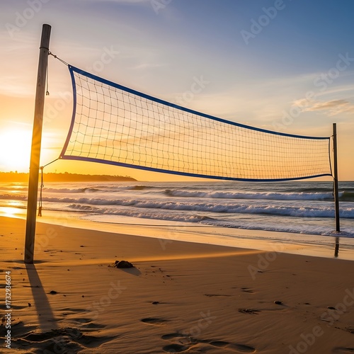 Beach Volleyball Net Sunrise.