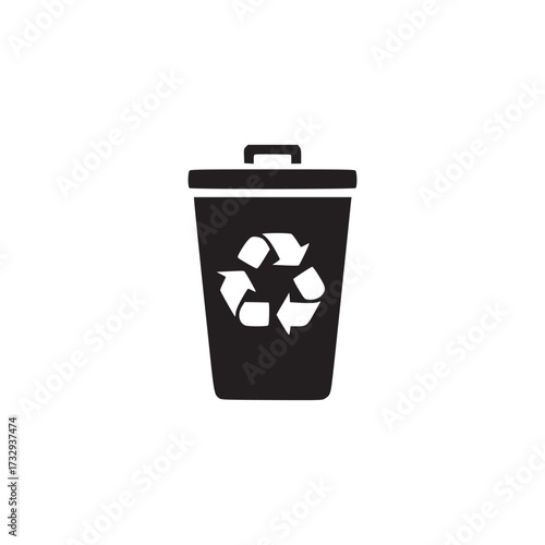 Vector art of a black and white illustration of a recycle bin, symbolizing waste management, environmental conservation, and sustainable practices for a cleaner planet