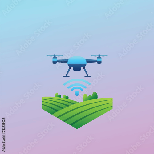 Drone surveying agricultural fields with wifi signal