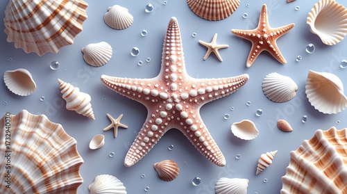 Ocean life on a blue background