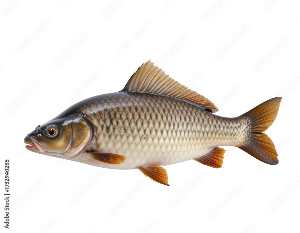 Fototapeta premium Realistic illustration of a common carp fish isolated on Transparent background