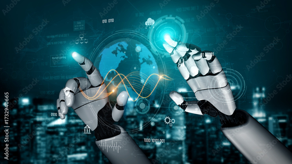 Fototapeta premium AI accelerates global data processing by optimizing AI, data, and processing across connected digital infrastructures Vouch