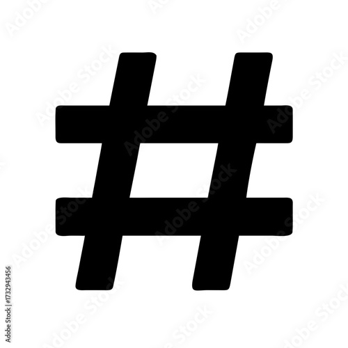 Bold black hashtag symbol creating a strong visual statement for social media, branding, and digital communication projects