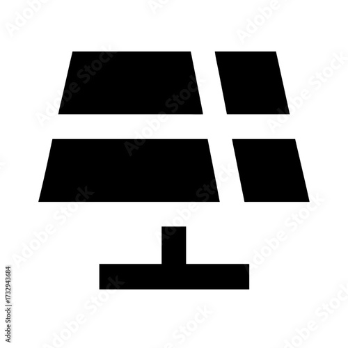 Clean modern solar panel icon symbol representing renewable energy and sustainable technology for eco friendly projects