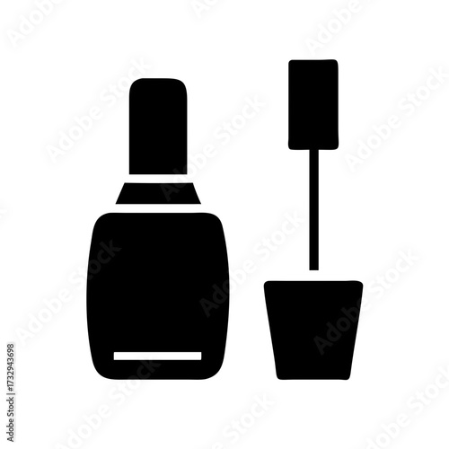 Elegant nail polish bottle and brush icon symbolizing beauty, style, and personal care for modern cosmetic brands and lifestyle visuals.