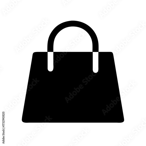 Bold black shopping bag icon symbolizing commerce, retail, and purchasing power for modern brands and marketing campaigns.