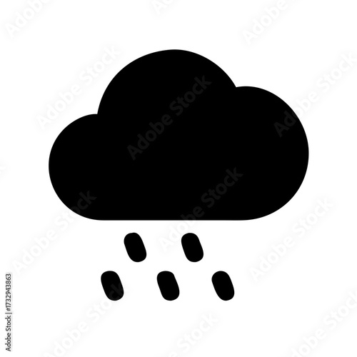 Iconic black cloud with falling rain drops symbolizing weather changes and atmospheric conditions