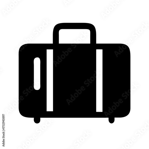 Sleek black suitcase icon representing travel, business trips, and modern luggage for seamless journeys and professional adventures
